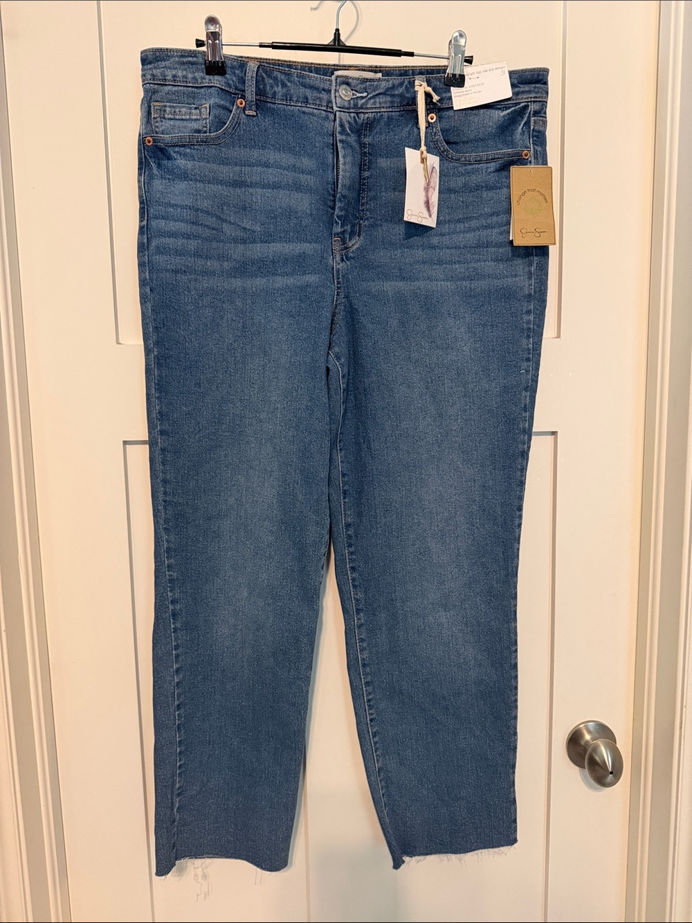 Jessica Simpson Spotlight High Rise Slim Straight Leg Classic Blue Denim Jeans